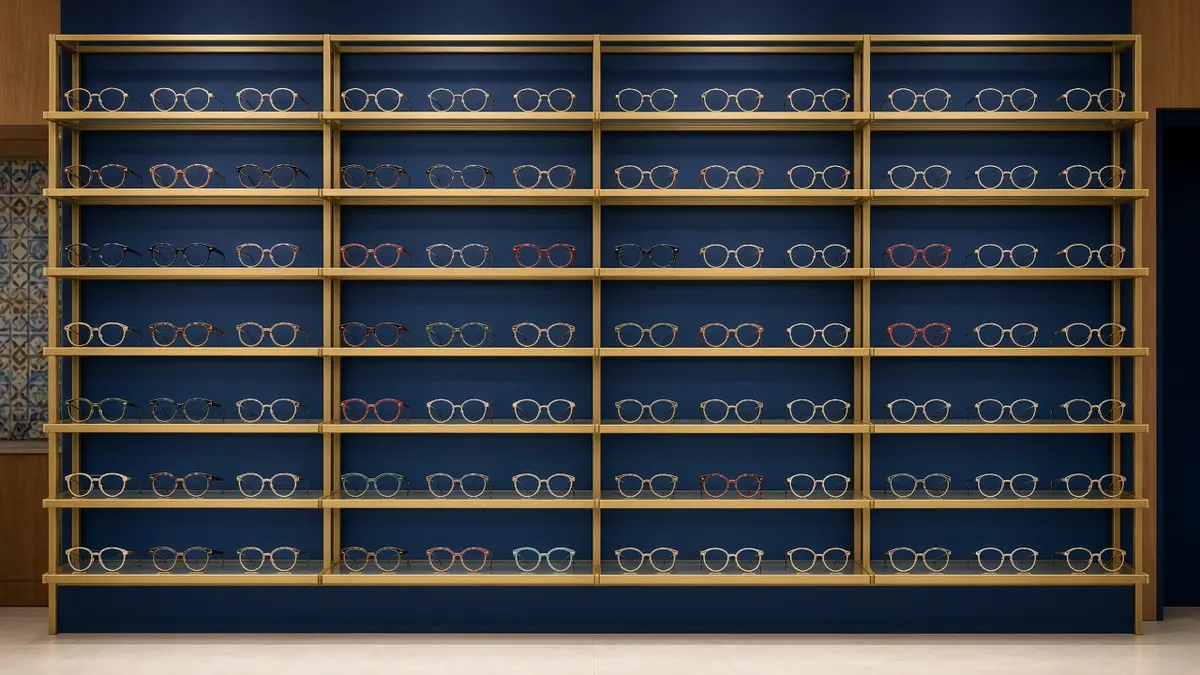 Exhibidor con cientos de armazones para lentes